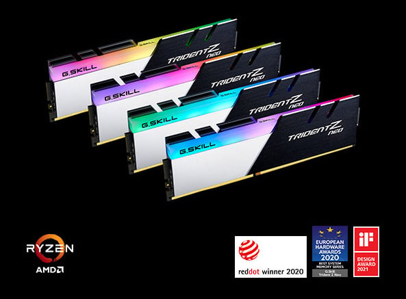 G.SKILL Trident Z Neo (For AMD Ryzen) Series 16GB (2 x 8GB) 288-Pin RGB  DDR4 SDRAM DDR4 3600 (PC4 28800) Desktop Memory Model F4-3600C16D-16GTZNC